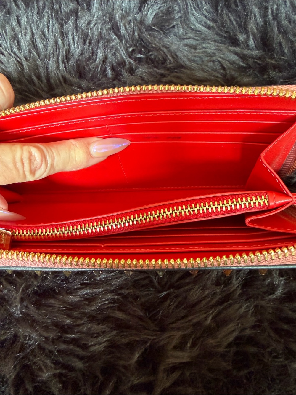 Christian Louboutin Pink Zip-Around Wallet with Multicolor Gradient Studs - Picture 16 of 17